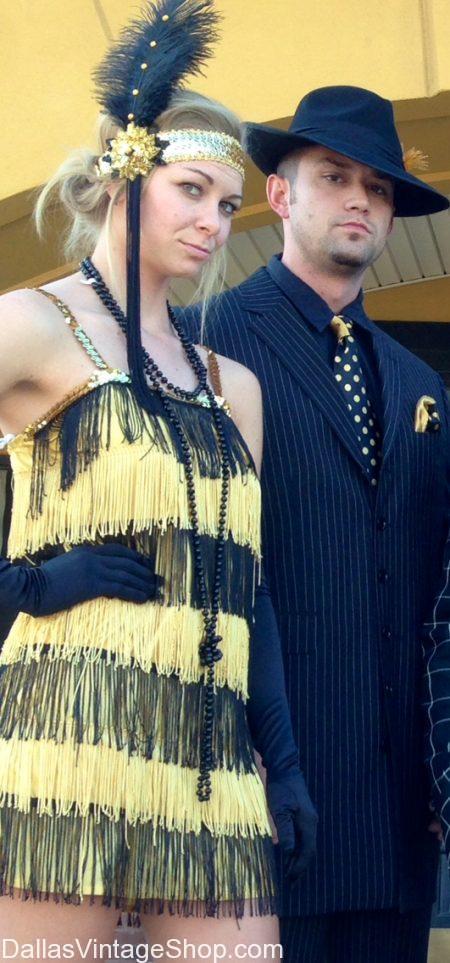 1920s Gangster & Flapper Attire, 1920s Prohibition Gangster & Flapper Costumes, 1920s Costume Ideas, Couples 1920s Costumes, 1920s Historical Period Attire