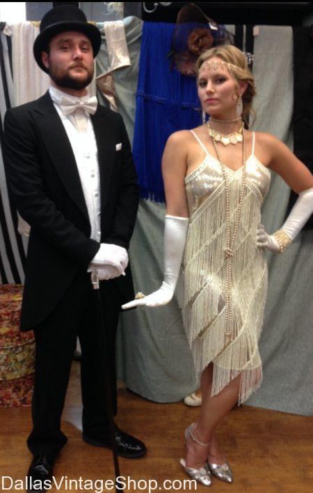 1920s Gala Attire, 1920s Socialites, 1920s Gala Gowns, Mens 1920s Formal Attire, 1920s Exquisite Beaded Flapper Gowns, Vintage Style 1920s Beaded Gowns