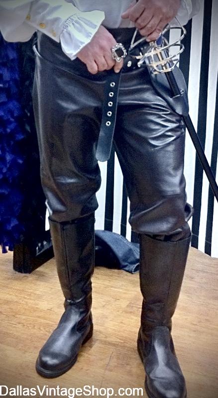 PIRATE OUTFITS: Get Leather Pirate Pants, Pirate Shirts, Swords, Sword Belts, Frogs, & Pirate Rings from Dallas Vintage Shop.