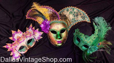 Mardi Gras Masks: Huge Selection Masquerade Masks: Large or Small, w/without Sticks, Mardi Gras Colors, Elaborate, Brocade, Unique, Unlimited