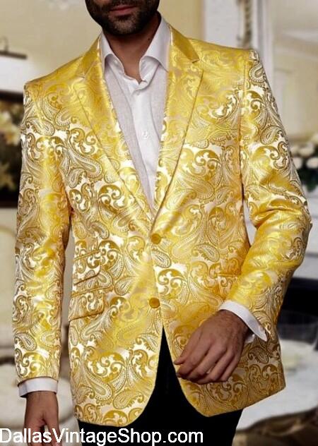 MEN'S FLASHY BLAZERS & SPORTS COATS: Gentlemen's Fashionable Party Attire is in stock at Dallas Vintage Shop.
