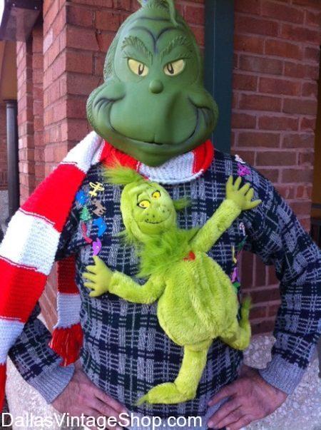 Find Grinch Mask, Accessories, and Outfits at Dallas Vintage Shop Grinch Mask, Grinch Costume, Adult Grinch Mask, Adult Grinch Outfit, Alien Mask, Alien Halloween, Halloween Mask, Halloween 2018, Licensed Grinch, Official Grinch Mask
