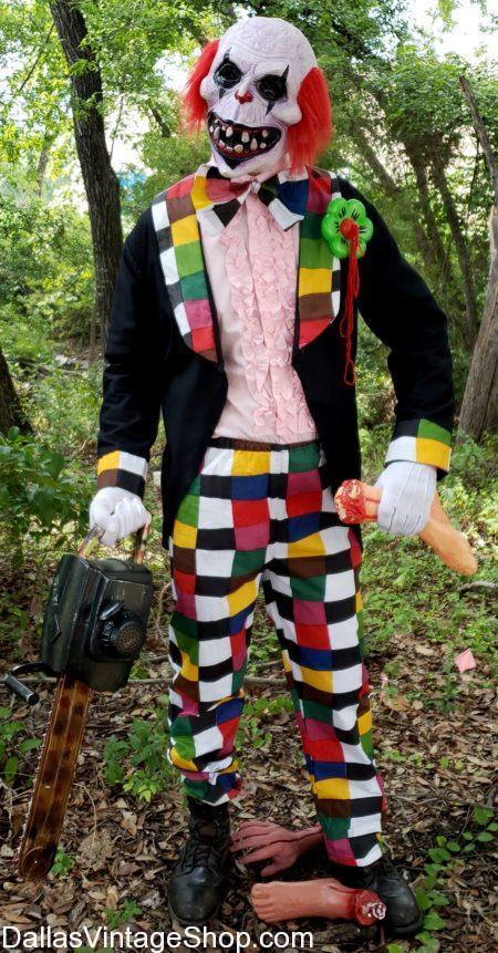 Dallas largest Scary Costumes Store. We have Horror Costumes, Creepy Clown Costumes & Masks, HORROR COSTUME STORE Dallas,Scary Costumes, Creepy Scary Clown Costumes, Scary Clown Masks, Best Scary Costume Makeup, Scary Movie Character Costumes, Scary Cult Classic Movie Character Costumes, Scary Hobo Clowns, Scary Carnival Clowns, Scary Circus Clowns, Scary Murderous Clowns, Scary Halloween Costumes, Scary Theatrical Costumes, Scary Haunted House Costumes and all the Scary Wigs, Scary Makeup, Scary Weapons, Scary Costume Props, Scary Costume Chain Saws, Scary Costume Body Parts, Scary Movies, Scary TV Shows, Scary Costume Accessories, in stock.