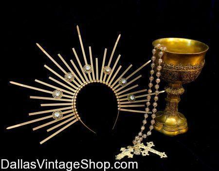 In our Costume Shop you will find Religious Costumes & Accessories, Biblical Sunburst Crowns, Saints & Icons Halo Headpieces, Religious Characters Attire, Religious Paintings Costume Replicas, Saint Aura Halos, Met Gala Celebrity Headpieces, Ministers Attire, Religious Heroes Costumes, Iconic Religious Leaders Attire, Liturgical Costume Accessories, Church Priest Attire, Religious Ministers Clothing, Theatrical Religious Costumes, Historical Liturgical Costumes and Accessories in stock.