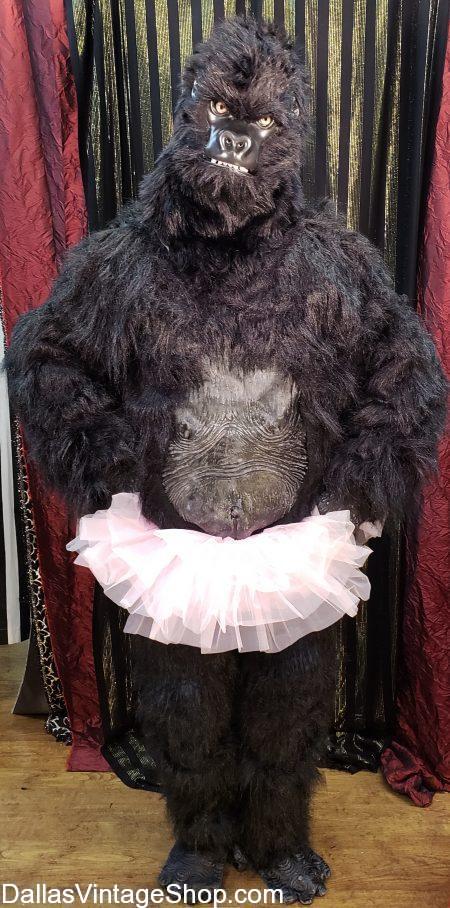 This Carnival & Circus Gorilla Costume at Dallas Vintage Shop. Circus Attire Headquarters DFW: Classic Circus Characters Complete Outfits & every Accessory imaginable in stock always. We have a Theatrical Circus Gorilla Costume, Gorilla in a Tutu Outfit and many Circus Animal and Popular Circus & Carnival Character Costumes in stock.