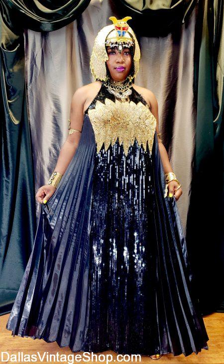 Cleopatra, Eqyptian Cleopatra Costume, Deluxe Cleopatra Egyptian Dress, Cleopatra Headress, Cleopatra Wig & Cleopatra Jewelry from Dallas Vintage Shop.