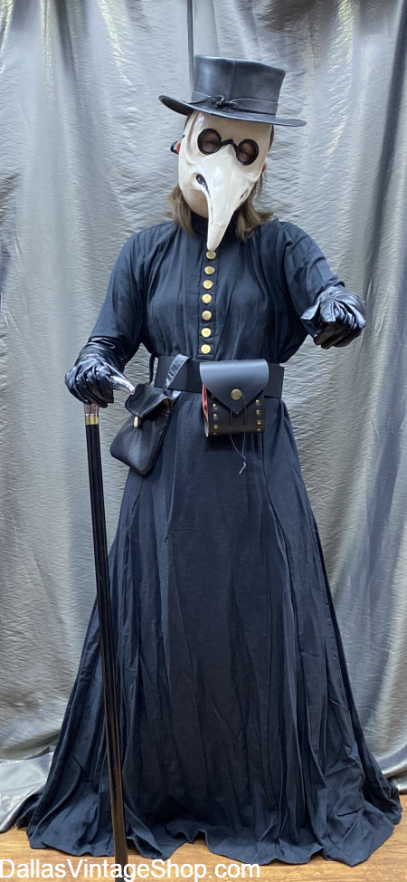 Plague Doctor Costume, Death Doctor Outfits for Men, Ladies or Kids, Death Dr Hats, Death Dr Masks, Death Dr. Robes & other Death Doctor Costume Accessores are at Dallas Vintage Shop.