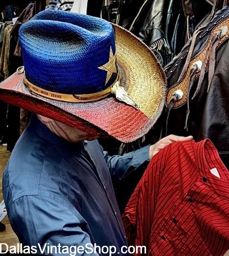 Texas Cowboy Hat: Get Texas Style Cowboy Hats, Texas Flag Imprinted Western Hats, Lone Star State Flag Hats and Western Wear Outfits at Dallas Vintage Shop. Texas Cowboy Hat, Texas Flag Cowboy Western Wear Store, Texas Flag Men's Cowboy Attire & Texas Western Wear Texas Flag Hat.
