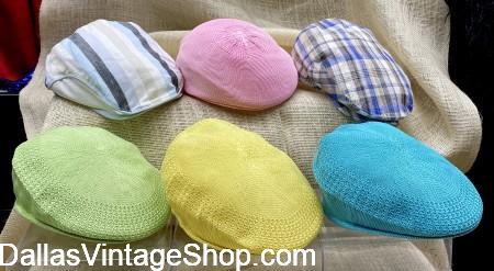 Kentucky Derby Gents Hats: Ivy & Newsboy Caps, Fedoras, Panamas, Skimmers, Bowlers, Straw, Paper, Felt, linen, and more, at Dallas Vintage Shop.