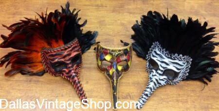 MASQUERADE MASKS We have a Great Selection of Showy, Flashy or Extravagant Gala Masquerade Ball Masks at Dallas Vintage Shop.