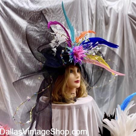 2025 KENTUCKY DERBY CUSTOMIZED HATS: or OOAK Elaborate Millenary Creations in Stock at Dallas Vintage Shop.