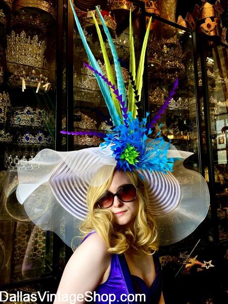Trending Kentucky Derby Hats: Latest Fashion Derby Day Hats, Large Elegant Derby Dame Hats from Dallas Vintage Shop.
