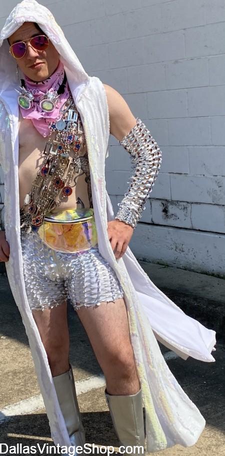 BEST BURNING MAN MEN'S 2025 COSTUMES: Rave Style Desert Robes, Long Flowing Vests & Assassin Style Hooded Robe.
