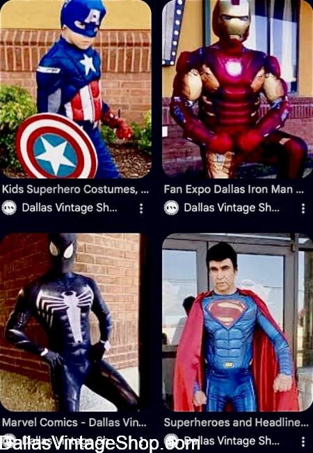 COMCPALOOZA 2026 Superhero Costume Ideas, like the ones shown here are at Dallas Vintage Shop. COMCPALOOZA 2026 Costume Ideas: Unlimited Superhero Outfits, like the ones shown here, are at Dallas Vintage Shop.