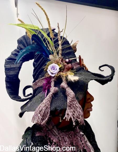 WITCH HAT IDEAS: Discover Unlimited Creativity at DVS like this Incredibly Detailed Apothecary Witch Hat. Also find Cottage & Woodland Witches Hats & Costumes. WITCH HAT IDEAS: Unlimited Creativity, Apothecary Witch Hats & Costume Creations from Dallas Vintage Shop.