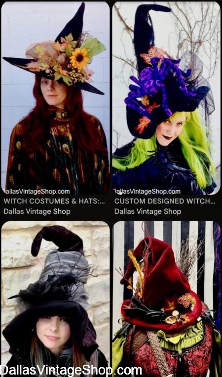 WITCH HATS: Elaborate Designs including Goth, Victorian, Sleek or Sophisticated Designs.