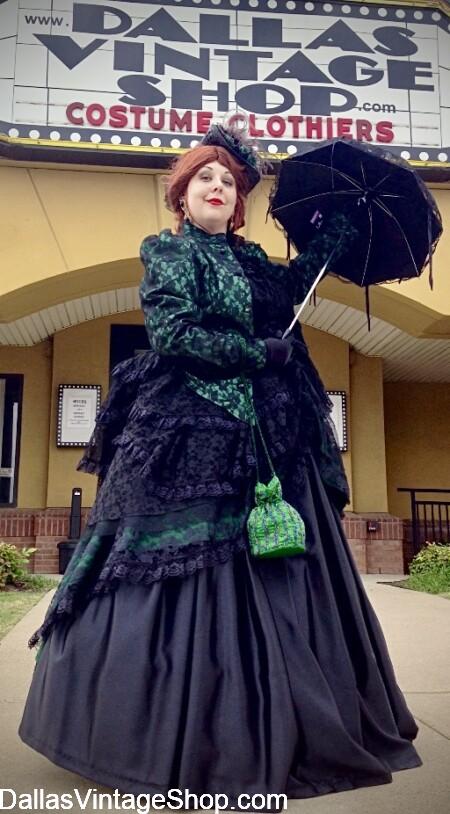 CHRISTMAS CAROLERS ELABORATE ATTIRE: Get this Detailed, Fancy Victorian, Dickens Costume at Dallas Vintage Shop.