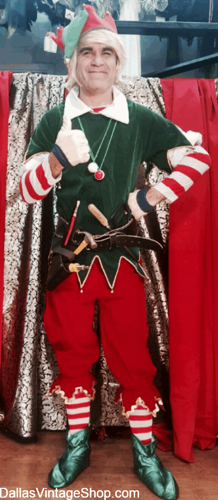 MEN'S ELF COSTUMES: You must see our Huge Collection of Creative Christmas Elves, MEN Elves, Santa's Helper Elves, Manly Elves & Famous Elves Costumes at Dallas Vintage Shop. MEN'S ELF COSTUMES: You must see our Huge Collection of Creative Christmas Elves, MEN Elves, Santa's Helper Elves, Manly Elves & Famous Elves Costumes at Dallas Vintage Shop.