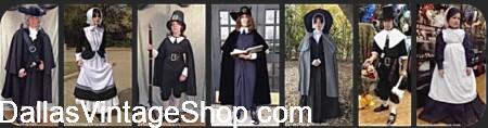 THANKSGIVING PILGRIMS COSTUMES: Get Famous Historical & Traditional Supreme or Economy Outfits at Dallas Vintage Shop.