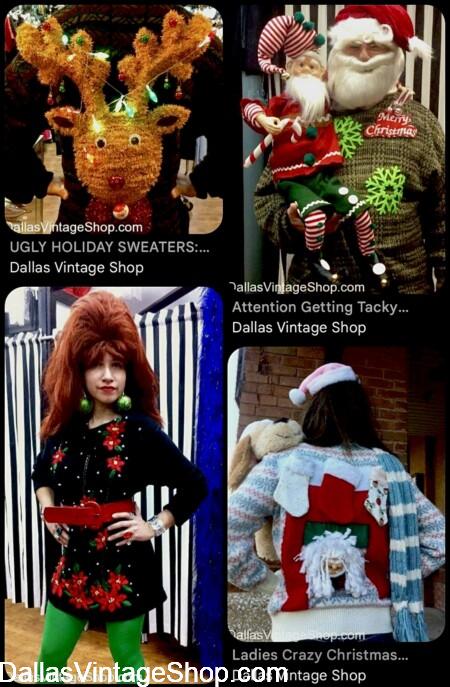 BEST HOLIDAY PARTY COSTUMES: Turn your Ugly Christmas into a Cool Complete Holiday Costume. Awesome, Head to Toe Costume Creations are easy at Dallas Vintage Shop BEST HOLIDAY PARTY COSTUMES: The Best, Create Your Own, Head to Toe, Fun Christmas Party Outfit Ideas are from Dallas Vintage Shop.