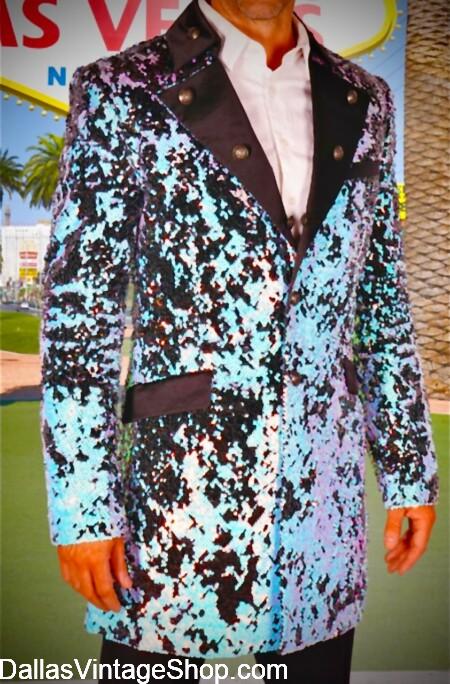 MEN'S SEQUIN BLAZERS: See our HUGE Collection of Masquerade, NYE Party, Prom & Charity Ball Flashy Sports Coats & Jackets from Dallas Vintage Shop.