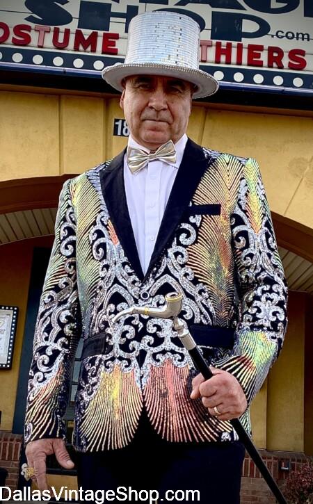 SEQUIN MEN'S FLAMBOYANT BLAZERS: Show Off in one of our Handsome Blazers at your upcoming Masquerade Ball, Prom, Mardi Gras Party or NYE Celebration wearing Snazzy Blazers from Dallas Vintage Shop. SEQUIN MEN'S FLAMBOYANT BLAZERS: Get Show Off Party Blazers for your upcoming Masquerade Ball, Prom, Mardi Gras Party or NYE Celebration wearing Snazzy Blazers from Dallas Vintage Shop.