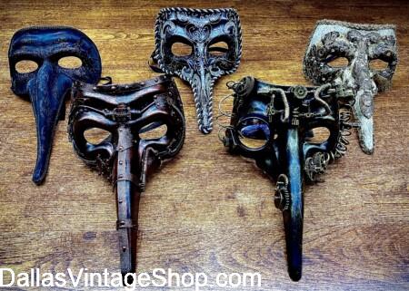 MASQUERADE MEN'S MASKS & ATTIRE: Get Men's Masculine Masquerade Masks from Dallas Vintage Shop.