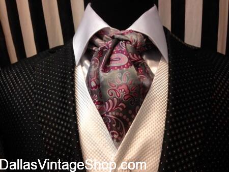 MEN'S SHOWY FASHIONS DALLAS: Ascots, Neckerchief & Scarves for Gala Charity Events, Masquerade Balls, NYE Parties,Prom, Mardi Gras, Hollywood Parties & Celebrity Status Outfits are at Dallas Vintage Shop.