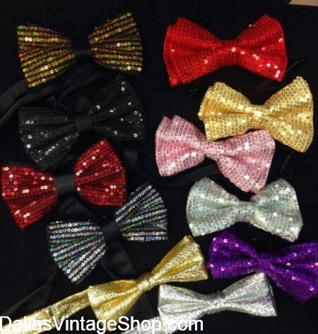 Men's Flamboyant Sequin Bow Ties & Suit Jackets from Dallas Vintage Shop.