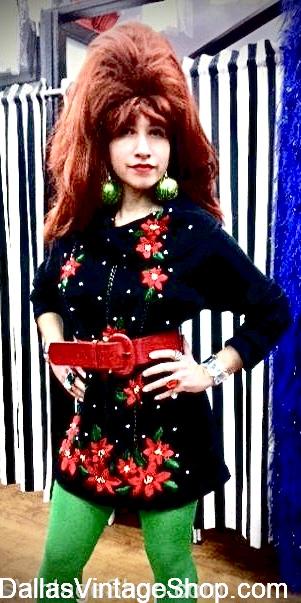 HOLIDAY PARTY COSTUME IDEAS; We have Vintage Christmas Holiday Outfits.This 80's Big Hair, Sweater Dress Chick Outfit is just one of 100's of Great Vintage Christmas Outfits that wee keep in stock. HOLIDAY PARTY COSTUME IDEAS; Get Vintage Christmas Holiday Outfits. This 80's Big Hair, Sweater Dress Chick Outfit is just one of 100's of Great Vintage Christmas Outfits that we keep in stock.