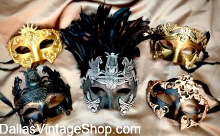 MASQUERADE MEN'S FASHIONS & MASKS: Get Masculine, Handsome, Flashy or Understated Outfits & Masks. We have plenty of Men's Masquerade Masks to fit Your Style at Dallas Vintage Shop.