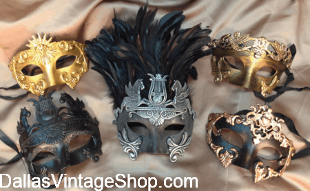 MEN'S MASQUERADE EXCEPTIONAL OUTFITS: Get Dashing Gentlemen's Gala Ball Attire & Masks at Dallas Vintage Shop.