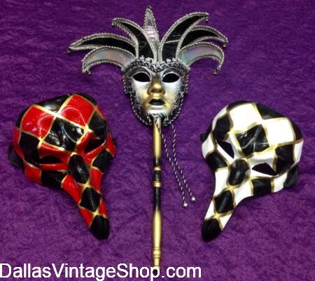 MASQUERADE MEN'S MASKS for Showy, Flashy or Extravagant Gala Masquerade Balls are at Dallas Vintage Shop.