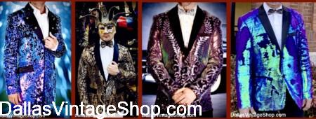 NYE SEQUIN BLAZERS PARTY ATTIRE: Get Flamboyant Men's Fashions, Showy Suits & Suit Jackets & Masquersde Formal Wear at  Dallas Vintage Shop