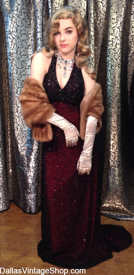 GALA VINTAGE GOWNS: Get Old Hollywood Glamor Fashions. Find many Styles, Luxurious, Vintage, Beaded, Sequin, Flirtatious, Gaudy and Elegant Special Occasion Gowns. What makes it special is that we have the right accessories necessary to properly complete your Holiday NYE or Masquerade Ball or Gala Ball Outfit at Dallas Vintage Shop.