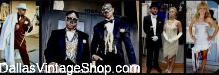 MASQUERADE BALLS: Get Masks, Formal Wear, Tuxedos, Gala Gowns. Avant Guard Gala Fashions for Ladies & Gents at Dallas Vintage Shop.