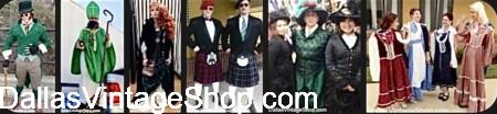 NORTH TEXAS IRISH FESTIVAL: Get Kilts, Celtic Garb, Irish Costumes, Historical Characters & Party Outfits at Dallas Vintage Shop.