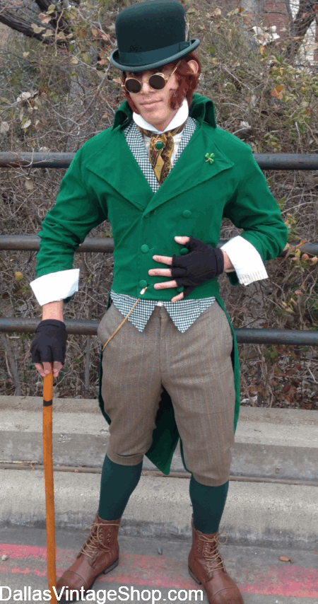 NORTH TEXAS IRISH FESTIVAL 2026: Get Event Details & MEN'S COSTUMES; Gentleman Leprechaun Fancy Attire. We have the best selection and highest quality of Irish Men's Costumes at Dallas Vintage Shop.