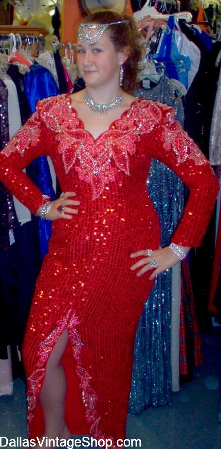 Gunk Gypsy Red Sequin Vintage Prom Dress.