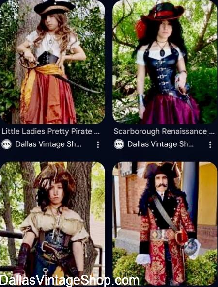 TRF PIRATE OUTFITS: Get Quality Complete Outfits including Pirate Coats, Swords, Tricorns, Leather Garb & Gear. We have Historical & Movie Character Pirates, Jack Sparrow, Anne Bonny, Captain Hook & all your favorites at Dallas Vintage Shop. TRF PIRATE OUTFITS: Get Quality Complete Ladies & Men's Outfits including Pirate Coats, Swords, Tricorns, Leather Garb & Gear. We have Historical & Movie Character Pirates, Jack Sparrow, Anne Bonny, Captain Hook & all your favorites at Dallas Vintage Shop.