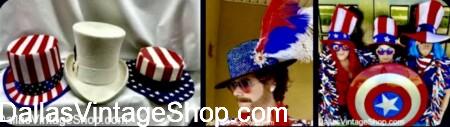 GET MEN'S 4TH OF JULY, 2026, SERIOUS or FLAMBOYANT, AMERICA 250 CELEBRATION MEN'S HATS: Shown here are some of our Men's Patriotic, 4th of July Hats from Dallas Vintage Shop. GET MEN'S 4TH OF JULY, 2026, SERIOUS or FLAMBOYANT, AMERICA 250 CELEBRATION MEN'S HATS: Get Men's Patriotic, 4th of July Hats at Dallas Vintage Shop.