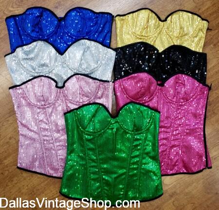 UBBI DUBBI FESTIVAL ATTIRE CORSETS: Create your own Rave Outfits from these SEQUIN, GOTH, STEAMPUNK, NEON, LACE, VEGGIE, LEATHER, LAME, DYSTOPIAN, METALLIC, SATIN CORSETS from Dallas Vintage Shop