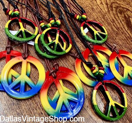 RASTAFARIAN COSTUME JEWELRY: Get Peace sign Necklaces, like the ones shown here. We have Rasta: Red, Green & Yellow; Bracelets, Chokers & Necklaces at Dallas Vintage Shop. RASTAFARIAN COSTUME JEWELRY: Get Peace sign Necklaces, Rasta: Red, Green & Yellow; Bracelets, Chokers & Necklaces from Dallas Vintage Shop.