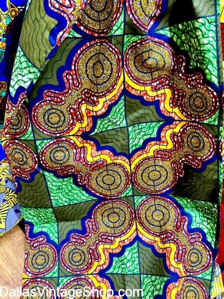 JUNETEENTH FASHIONS: Get Wax Print, Ankara Fabric, African Motif Long Scarves for Head Wraps & Turbans at Dallas Vintage Shop.