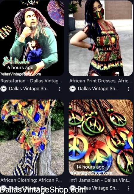 BOB MARLEY RASTA T-SHIRT: Also get Complete Reggae & Rastafarian Costumes, Reggae Band Outfits, Concert T-Shirts, Red Green & Yellow Black Pride Attire, Jewelry and a lot more at Dallas Vintage Shop.