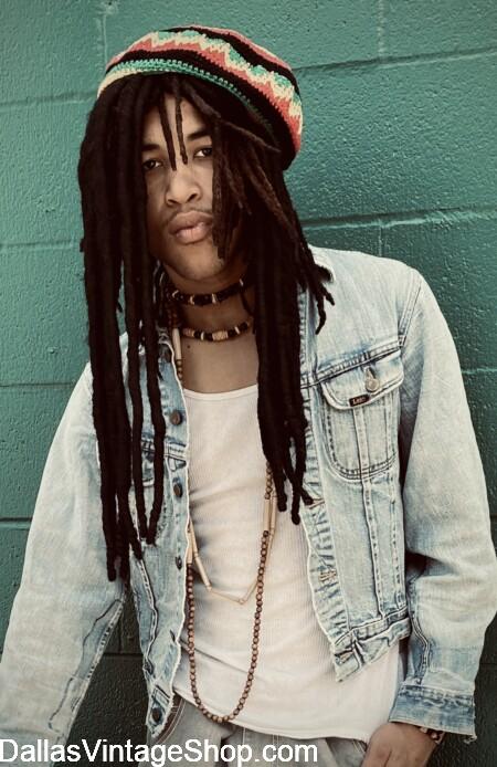 BOB MARLEY COSTUME: Get this Bob Marley, Reggae, Rastafarian Costume and other Bob Marley Outfits. Also find Bob Marley T-Shirts & Rastafarian Jewelry at Dallas Vintage Shop.