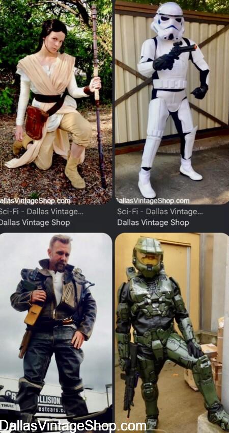Shown here are Star Wars Heroes & Villains & Other Sci-fi Cosplay Heroes & Villains Costumes available at Dallas Vintage Shop. Get Star Wars Heroes & Villains & Other Sci-fi Cosplay Heroes & Villains Costumes at Dallas Vintage Shop.