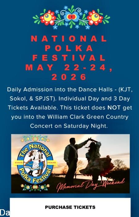 Ennis 2026 National Polka Festival TICKETS & BEST COSTUME IDEAS. DVS Encourages Everyone to experience NPF 2026. Ticket Link is HERE. Best Costume Ideas are at Dallas Vintage Shop.