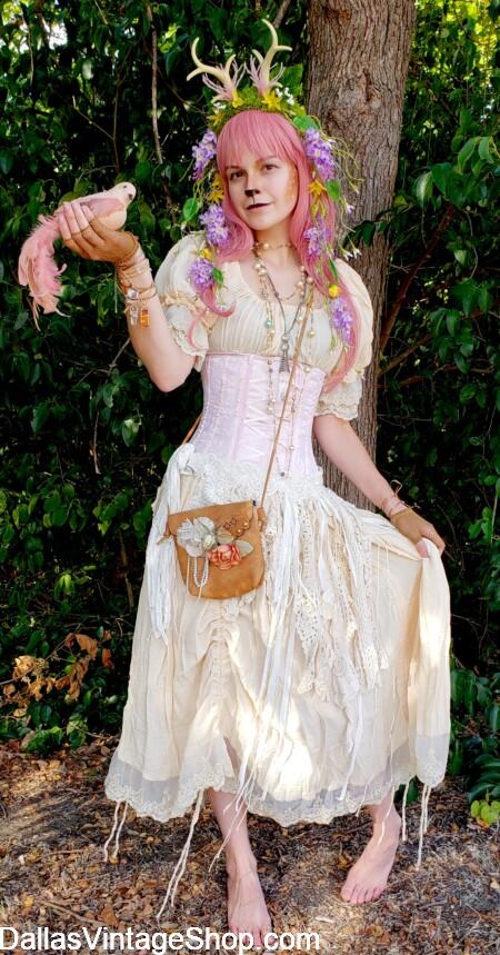 COLORADO REN FEST COSTUMES; Get Medieval Fairies, Beautiful Fawn Creatures, Dresses & Floral Head Pieces at Dallas Vintage Shop.