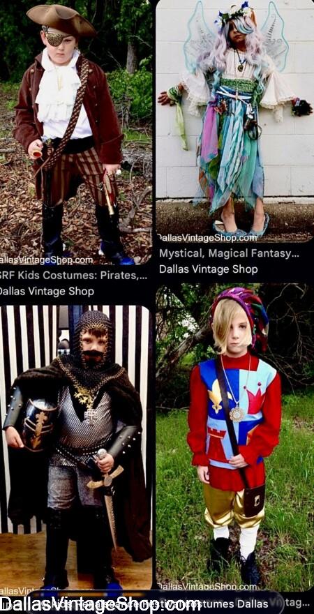 RENAISSANCE FESTIVAL COSTUMES: Get Men, Women & Children's Complete Outfits; TRF Themed Weekends, Pirates, Chivalry Knight, Girls Fairy, Child Nobility and All Themes from Dallas Vintage Shop.